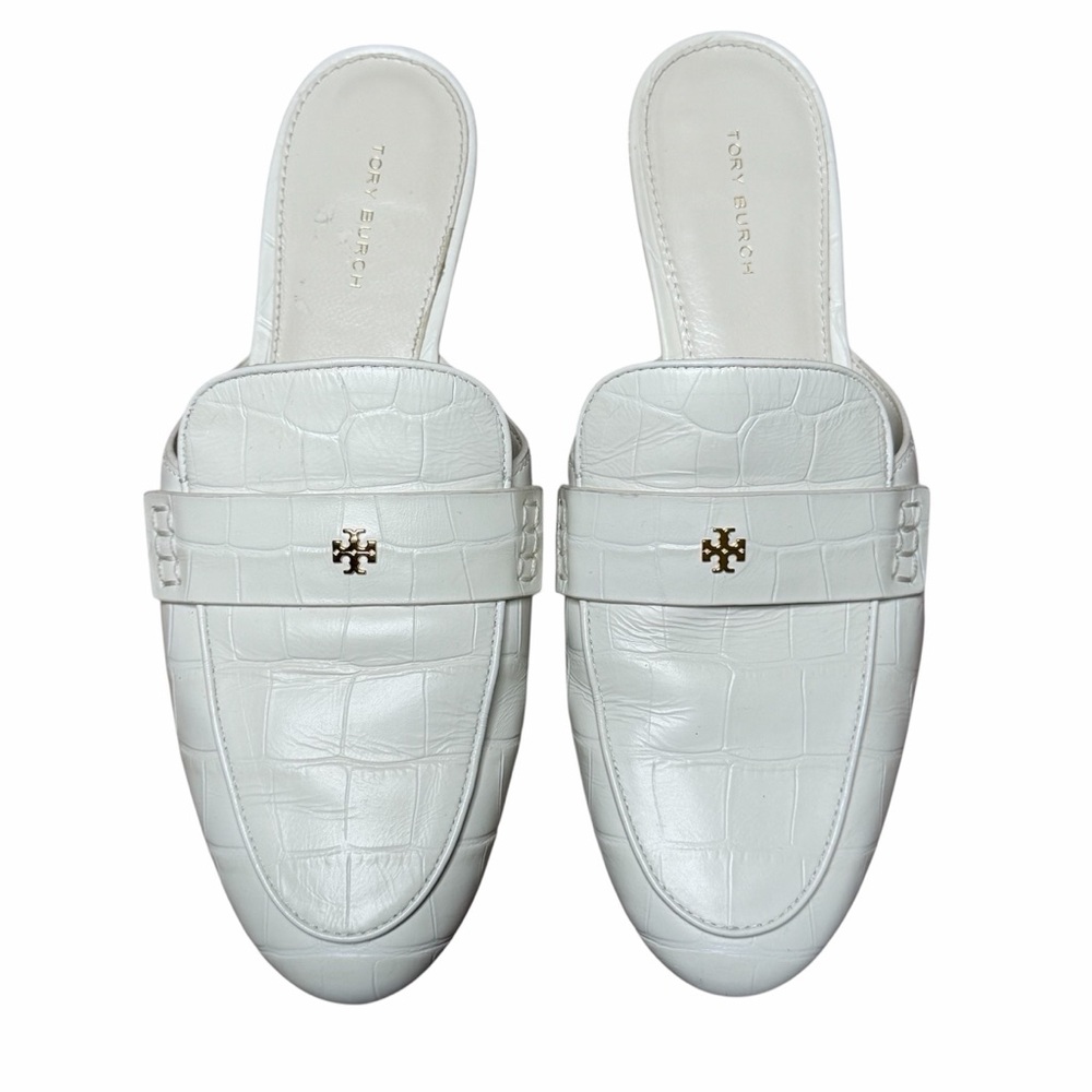 Tory Burch Georgia Backless Loafers Slides Women’s Size 7 Logo Designer Classic